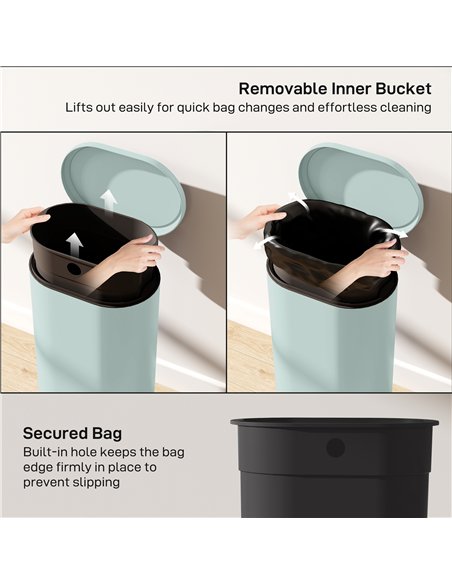 HOMCOM 30 L Modern Curved Kitchen Bin - Green - pic 172956 | FastDaddyshop