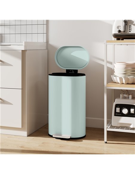 HOMCOM 30 L Modern Curved Kitchen Bin - Green - pic 172958 | FastDaddyshop