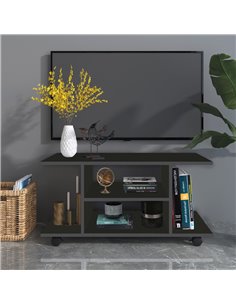 Homcom Modern TV Stand with Shelves, Black 2