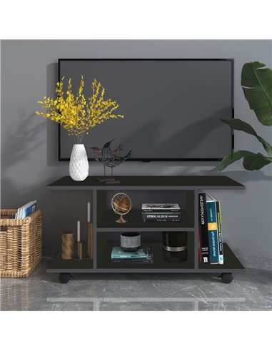 Homcom Modern TV Stand with Shelves, Black