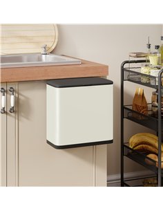 HOMCOM 8L Hanging Kitchen Bin, Rubbish bin with Lid and Removable Inner Bucket for Kitchen Cabinet Door, Under Sink, Office 2