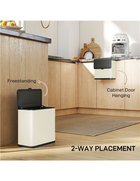 HOMCOM 8L Hanging Kitchen Bin, Rubbish bin with Lid and Removable Inner Bucket for Kitchen Cabinet Door, Under Sink, Office - pic 172962 | FastDaddyshop