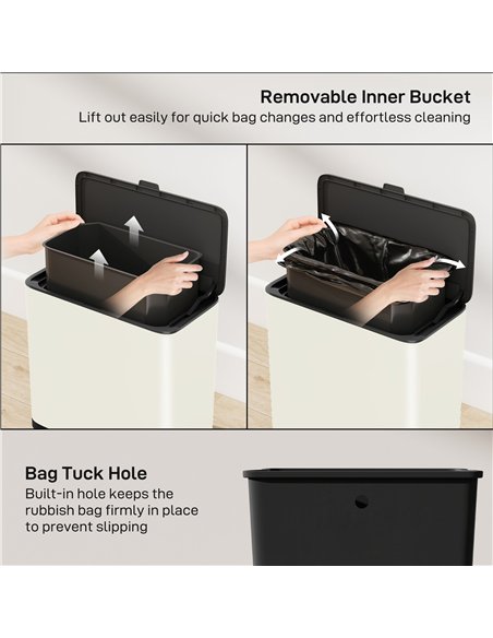 HOMCOM 8L Hanging Kitchen Bin, Rubbish bin with Lid and Removable Inner Bucket for Kitchen Cabinet Door, Under Sink, Office - pic 172964 | FastDaddyshop