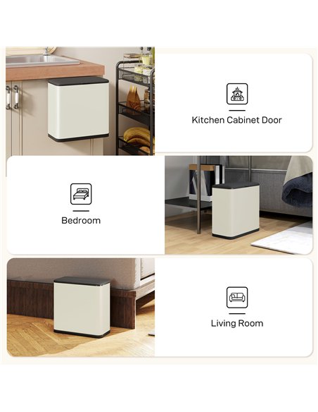 HOMCOM 8L Hanging Kitchen Bin, Rubbish bin with Lid and Removable Inner Bucket for Kitchen Cabinet Door, Under Sink, Office - pic 172965 | FastDaddyshop