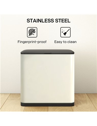HOMCOM 8L Hanging Kitchen Bin, Rubbish bin with Lid and Removable Inner Bucket for Kitchen Cabinet Door, Under Sink, Office