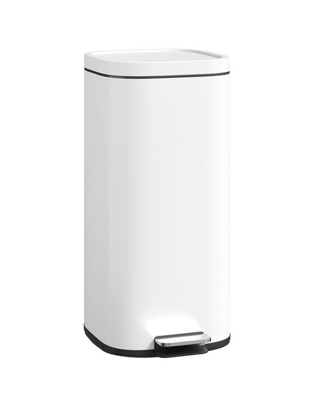 HOMCOM 30L Kitchen Bin, Compact Pedal Bin with Soft-Close and Stay-Open Lid, Removable Bucket for Kitchen, Home, Office, White - pic 172968 | FastDaddyshop