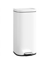 HOMCOM 30L Kitchen Bin, Compact Pedal Bin with Soft-Close and Stay-Open Lid, Removable Bucket for Kitchen, Home, Office, White