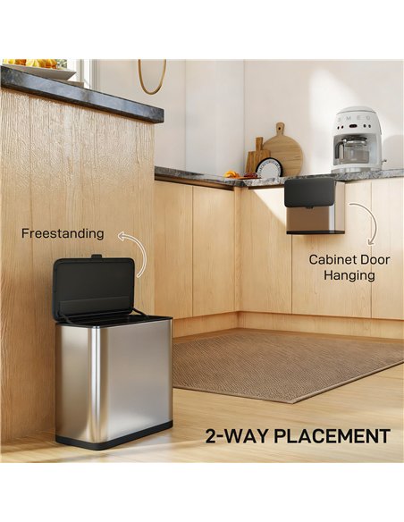 HOMCOM 8L Hanging Kitchen Bin, Rubbish bin with Lid and Removable Inner Bucket for Under Cabinet Door, Under Sink, Office - pic 172980 | FastDaddyshop