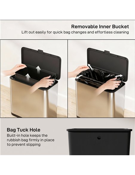HOMCOM 8L Hanging Kitchen Bin, Rubbish bin with Lid and Removable Inner Bucket for Under Cabinet Door, Under Sink, Office - pic 172982 | FastDaddyshop