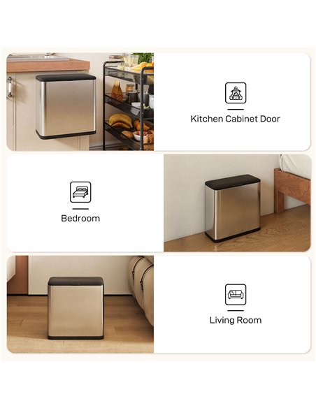 HOMCOM 8L Hanging Kitchen Bin, Rubbish bin with Lid and Removable Inner Bucket for Under Cabinet Door, Under Sink, Office - pic 172983 | FastDaddyshop