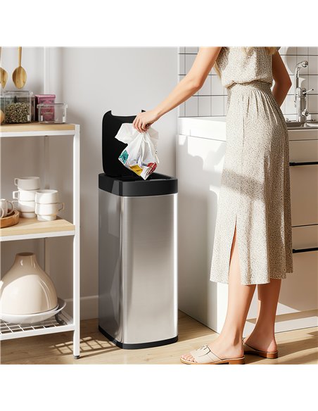 HOMCOM 50L Sensor Bin, Automatic Kitchen Bin, Manual Override, Battery Operated, Inner-Bucket-Free, for Kitchen, Bedroom - pic 172987 | FastDaddyshop