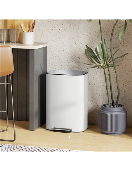 HOMCOM 50L Kitchen Bin with Soft-Close Lid and Stay-Open Function, Stainless Steel Pedal Bin with Removable Inner Bucket, Carry  - pic 172996 | FastDaddyshop
