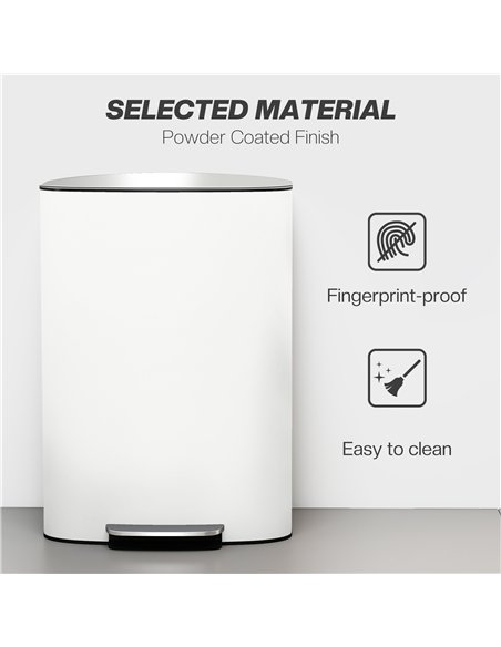 HOMCOM 50L Kitchen Bin with Soft-Close Lid and Stay-Open Function, Stainless Steel Pedal Bin with Removable Inner Bucket, Carry  - pic 173000 | FastDaddyshop