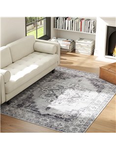 HOMCOM Vintage Area Rug, Non-Slip Washable Rug, Flannel Floor Carpet for Living Room, Bedroom, Dining Room, Home Office, 230 x 1 2