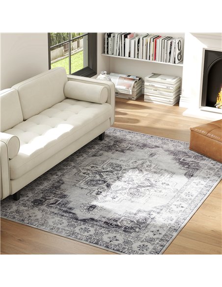 HOMCOM Vintage Area Rug, Non-Slip Washable Rug, Flannel Floor Carpet for Living Room, Bedroom, Dining Room, Home Office, 230 x 1 - pic 173005 | FastDaddyshop