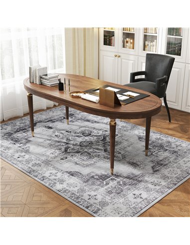 HOMCOM Vintage Area Rug, Non-Slip Washable Rug, Flannel Floor Carpet for Living Room, Bedroom, Dining Room, Home Office, 230 x 1