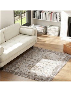 HOMCOM Vintage Area Rug, Non-Slip Washable Rug, Flannel Floor Carpet for Living Room, Bedroom, Dining Room, Home Office, 170 x 1 2