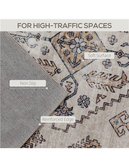 HOMCOM Vintage Area Rug, Non-Slip Washable Rug, Flannel Floor Carpet for Living Room, Bedroom, Dining Room, Home Office, 170 x 1 - pic 173016 | FastDaddyshop