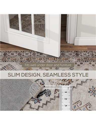 HOMCOM Vintage Area Rug, Non-Slip Washable Rug, Flannel Floor Carpet for Living Room, Bedroom, Dining Room, Home Office, 170 x 1