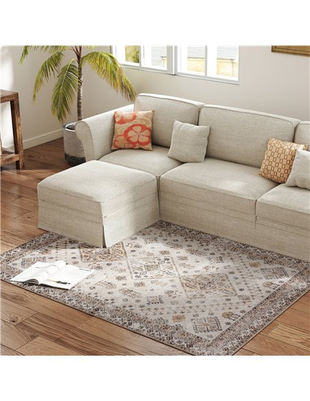 HOMCOM Vintage Area Rug, Non-Slip Washable Rug, Flannel Floor Carpet for Living Room, Bedroom, Dining Room, Home Office, 170 x 1 - pic 173020 | FastDaddyshop