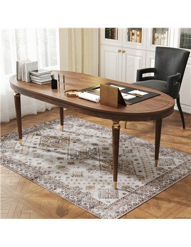 HOMCOM Vintage Area Rug, Non-Slip Washable Rug, Flannel Floor Carpet for Living Room, Bedroom, Dining Room, Home Office, 170 x 1