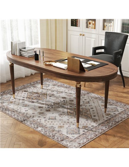HOMCOM Vintage Area Rug, Non-Slip Washable Rug, Flannel Floor Carpet for Living Room, Bedroom, Dining Room, Home Office, 170 x 1 - pic 173021 | FastDaddyshop
