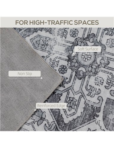 HOMCOM Vintage Area Rug, Non-Slip Washable Rug, Flannel Floor Carpet for Living Room, Bedroom, Dining Room, Home Office, 170 x 1