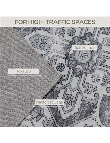 HOMCOM Vintage Area Rug, Non-Slip Washable Rug, Flannel Floor Carpet for Living Room, Bedroom, Dining Room, Home Office, 170 x 1 - pic 173025 | FastDaddyshop