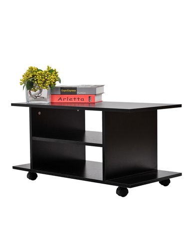 Homcom Modern TV Stand with Shelves, Black