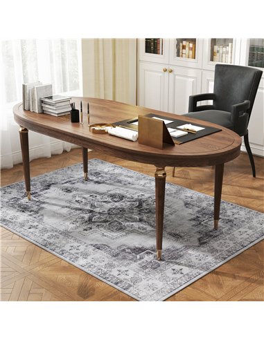HOMCOM Vintage Area Rug, Non-Slip Washable Rug, Flannel Floor Carpet for Living Room, Bedroom, Dining Room, Home Office, 170 x 1