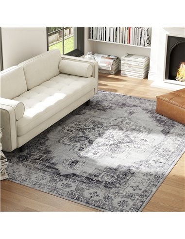 HOMCOM Vintage Area Rug, Non-Slip Washable Rug, Flannel Floor Carpet for Living Room, Bedroom, Dining Room, Home Office, 290 x 2