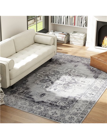 HOMCOM Vintage Area Rug, Non-Slip Washable Rug, Flannel Floor Carpet for Living Room, Bedroom, Dining Room, Home Office, 290 x 2 - pic 173032 | FastDaddyshop
