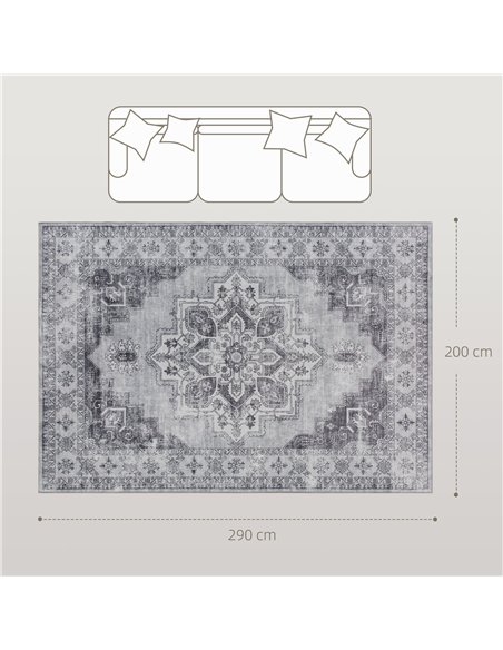 HOMCOM Vintage Area Rug, Non-Slip Washable Rug, Flannel Floor Carpet for Living Room, Bedroom, Dining Room, Home Office, 290 x 2 - pic 173033 | FastDaddyshop