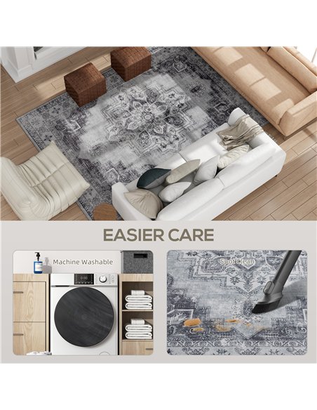 HOMCOM Vintage Area Rug, Non-Slip Washable Rug, Flannel Floor Carpet for Living Room, Bedroom, Dining Room, Home Office, 290 x 2 - pic 173035 | FastDaddyshop