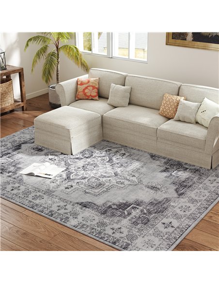 HOMCOM Vintage Area Rug, Non-Slip Washable Rug, Flannel Floor Carpet for Living Room, Bedroom, Dining Room, Home Office, 290 x 2 - pic 173038 | FastDaddyshop