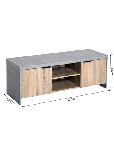 Homcom 1200mm Marble-Effect Frame TV Unit with Storage, Grey