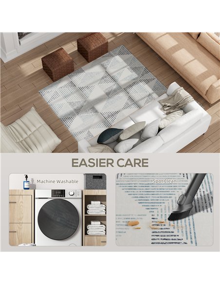 HOMCOM Modern Area Rug, Geometric Pattern Non-Slip Washable Rug, Soft Floor Carpet for Living Room, Bedroom, Dining Room, Home O - pic 173062 | FastDaddyshop