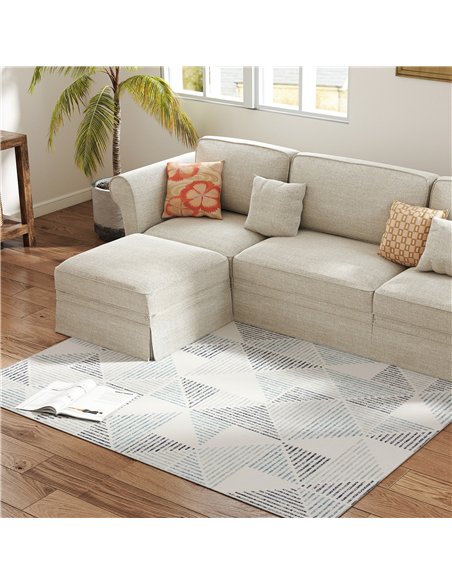 HOMCOM Modern Area Rug, Geometric Pattern Non-Slip Washable Rug, Soft Floor Carpet for Living Room, Bedroom, Dining Room, Home O - pic 173065 | FastDaddyshop