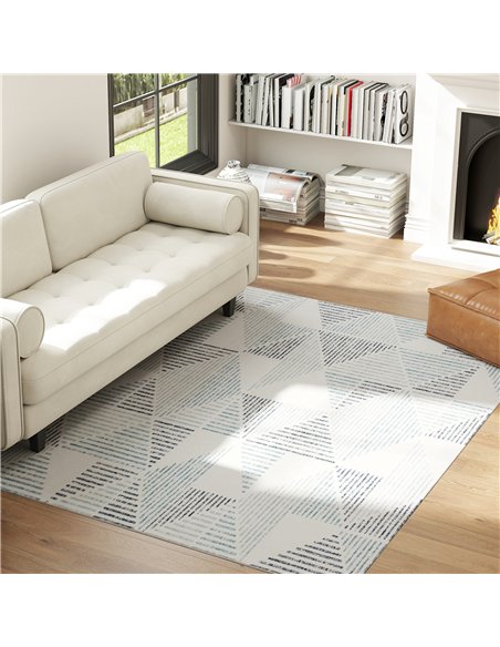 HOMCOM Modern Area Rug, Geometric Pattern Non-Slip Washable Rug, Soft Floor Carpet for Living Room, Bedroom, Dining Room, Home O - pic 173068 | FastDaddyshop