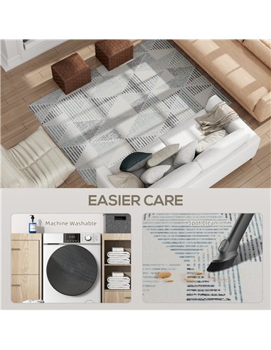 HOMCOM Modern Area Rug, Geometric Pattern Non-Slip Washable Rug, Soft Floor Carpet for Living Room, Bedroom, Dining Room, Home O