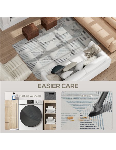 HOMCOM Modern Area Rug, Geometric Pattern Non-Slip Washable Rug, Soft Floor Carpet for Living Room, Bedroom, Dining Room, Home O - pic 173071 | FastDaddyshop