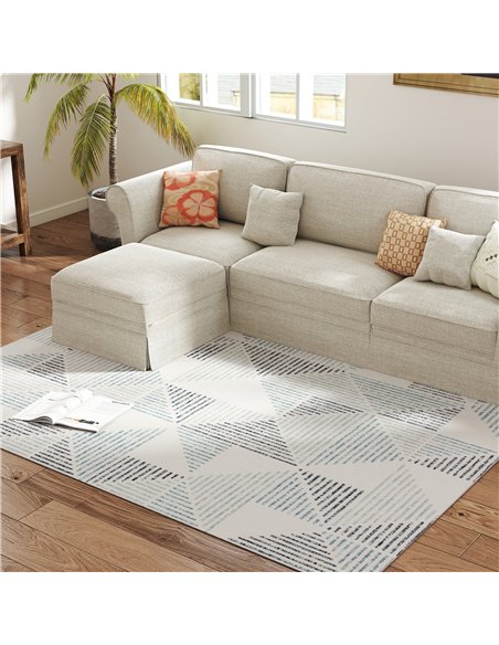 HOMCOM Modern Area Rug, Geometric Pattern Non-Slip Washable Rug, Soft Floor Carpet for Living Room, Bedroom, Dining Room, Home O - pic 173074 | FastDaddyshop
