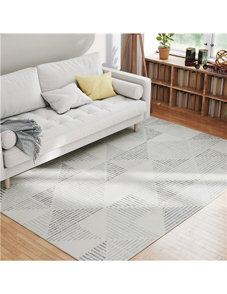 HOMCOM Modern Area Rug, Geometric Pattern Non-Slip Washable Rug, Soft Floor Carpet for Living Room, Bedroom, Dining Room, Home O - pic 173077 | FastDaddyshop