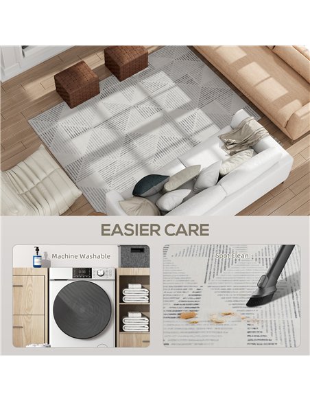 HOMCOM Modern Area Rug, Geometric Pattern Non-Slip Washable Rug, Soft Floor Carpet for Living Room, Bedroom, Dining Room, Home O - pic 173080 | FastDaddyshop