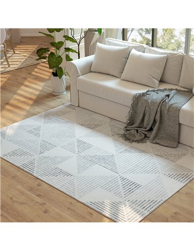 HOMCOM Modern Area Rug, Geometric Pattern Non-Slip Washable Rug, Soft Floor Carpet for Living Room, Bedroom, Dining Room, Home O