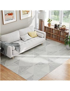 HOMCOM Modern Area Rug, Geometric Pattern Non-Slip Washable Rug, Soft Floor Carpet for Living Room, Bedroom, Dining Room, Home O 2