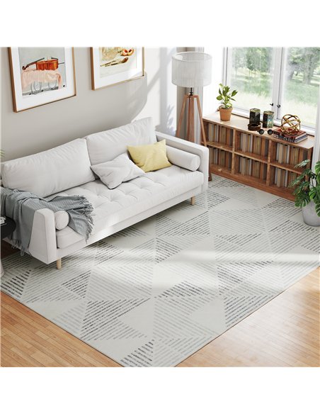 HOMCOM Modern Area Rug, Geometric Pattern Non-Slip Washable Rug, Soft Floor Carpet for Living Room, Bedroom, Dining Room, Home O - pic 173086 | FastDaddyshop