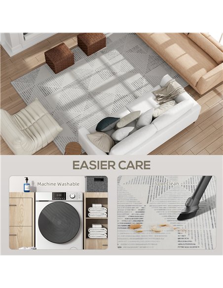 HOMCOM Modern Area Rug, Geometric Pattern Non-Slip Washable Rug, Soft Floor Carpet for Living Room, Bedroom, Dining Room, Home O - pic 173089 | FastDaddyshop