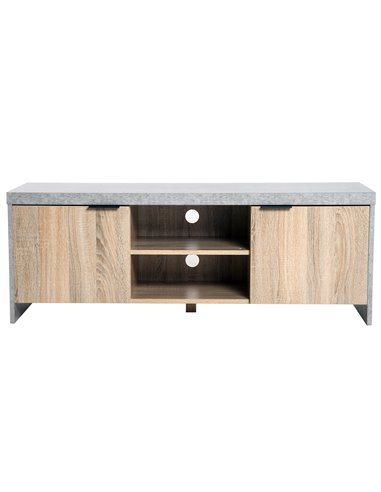 HOMCOM 1.2M Wooden TV Stand Cabinet Home Media Center DVD CD Storage Unit Entertainment Station Living Room Furniture-Grey 