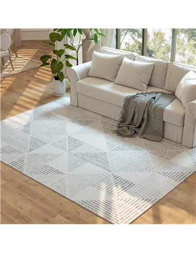 HOMCOM Modern Area Rug, Geometric Pattern Non-Slip Washable Rug, Soft Floor Carpet for Living Room, Bedroom, Dining Room, Home O